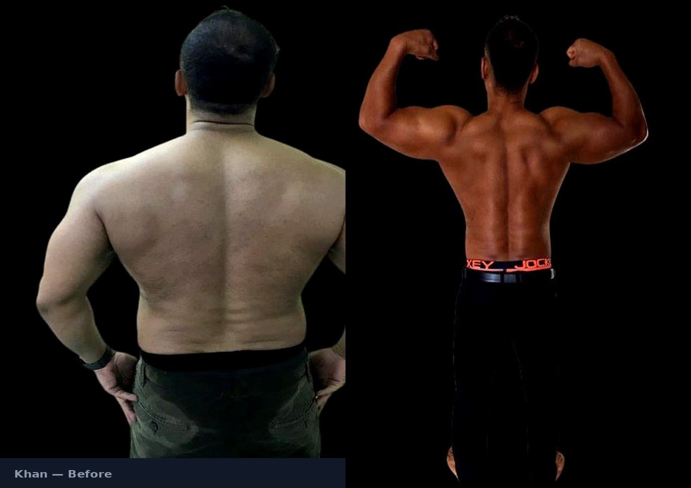 Khan back before and after transformation