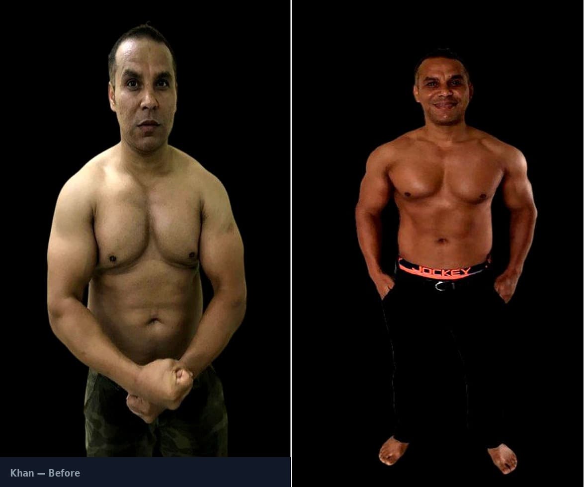 Khan front before and after transformation